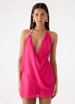Nona Chiffon Mini Dress - Fuchsia
