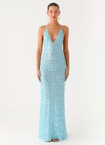 Ocean Views Sequin Maxi Dress - Blue - 图片 4