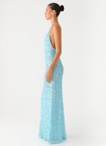 Ocean Views Sequin Maxi Dress - Blue - 图片 6