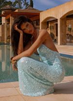 Ocean Views Sequin Maxi Dress - Blue - 图片 3