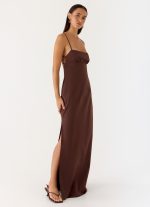 Off The Table Linen Maxi Dress - Chocolate - 图片 4
