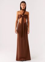 Olive Bloom Maxi Dress - Chocolate - 图片 2
