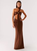 Olive Bloom Maxi Dress - Chocolate - 图片 5