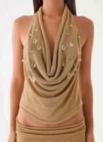 Olyssia Shimmer Embellished Top - Shimmer Gold - 图片 8