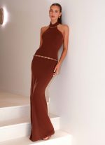 Opaline Knit Maxi Dress - Chocolate