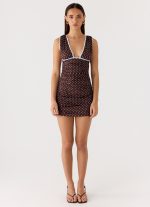 Options Mini Dress - Chocolate Blue Dot - 图片 2