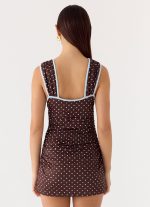 Options Mini Dress - Chocolate Blue Dot - 图片 4