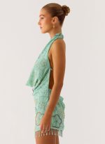 Outlaw Beaded Mini Dress - Mint Aqua - 图片 2
