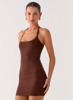 Palm Beach Mini Dress - Chocolate - 图片 3