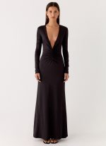Palm Haze Maxi Dress - Black