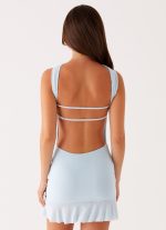 Pari Open Back Mini Dress - Pastel Blue - 图片 4