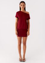 Paulie Mini Dress - Maroon