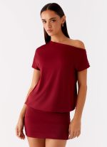 Paulie Mini Dress - Maroon - 图片 5
