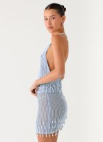 Pearl Shore Beaded Crochet Top - Blue - 图片 5