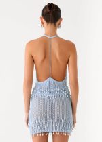 Pearl Shore Beaded Crochet Top - Blue - 图片 6