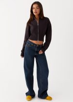 Episode High Neck Cardigan - Charcoal - 图片 2