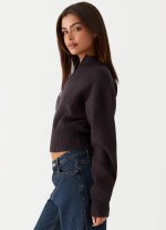 Episode High Neck Cardigan - Charcoal - 图片 3