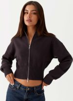 Episode High Neck Cardigan - Charcoal - 图片 5