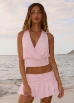 Pinki Beaded Halter Top - Pink - 图片 2