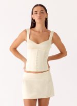 Posy Satin Top - Ivory - 图片 4