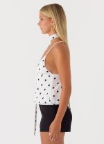 Quiero Backless Top - White Polka Dot - 图片 3