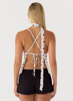 Quiero Backless Top - White Polka Dot - 图片 2