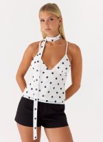 Quiero Backless Top - White Polka Dot - 图片 5