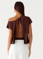 Raeni Off Shoulder Top - Chocolate - 图片 4