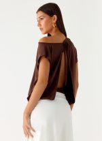 Raeni Off Shoulder Top - Chocolate - 图片 6