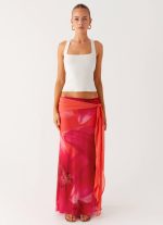 Raya Maxi Skirt - Peach Watermelon Flower - 图片 2