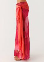 Raya Maxi Skirt - Peach Watermelon Flower - 图片 3