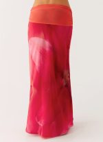 Raya Maxi Skirt - Peach Watermelon Flower - 图片 4
