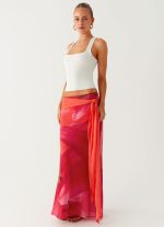 Raya Maxi Skirt - Peach Watermelon Flower - 图片 6