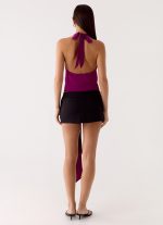 Right Back Halter Top - Maroon - 图片 4