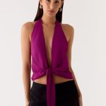 Right Back Halter Top - Maroon