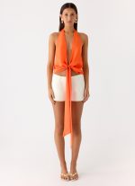 Right Back Halter Top - Orange - 图片 6