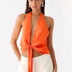 Right Back Halter Top - Orange