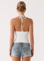 Roll Out Halter Top - White - 图片 4