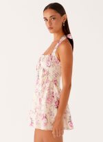 Rosalie Halter Mini Dress - Vintage Pink Floral - 图片 3