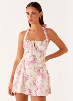 Rosalie Halter Mini Dress - Vintage Pink Floral - 图片 5
