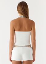 Rosmunda Beaded Halter Top - White - 图片 5