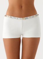 Rosmunda Beaded Mini Shorts - White - 图片 3