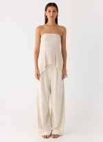 Rossi Hanky Hem Linen Top - Oatmeal - 图片 2