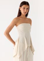 Rossi Hanky Hem Linen Top - Oatmeal - 图片 5