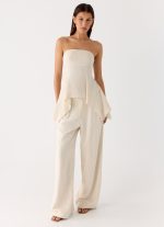 Rossi Hanky Hem Linen Top - Oatmeal - 图片 6