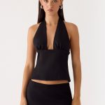 Rushing Around Halter Top - Black