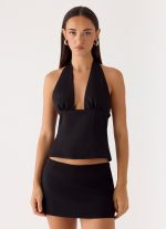 Rushing Around Halter Top - Black