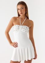 Sabelle Halter Mini Dress - White - 图片 8