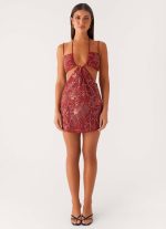 Sahara Nights Beaded Mini Dress - Rust - 图片 2