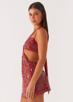 Sahara Nights Beaded Mini Dress - Rust - 图片 3